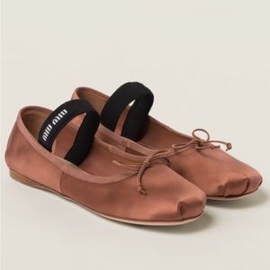 AUTHENTIC MIU MIU SATIN BALLERINAS   COCOA BROWN NEW CONDITION WORN ONCE SIZE 39